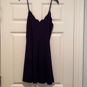 Scallop neck spaghetti strap mini dress